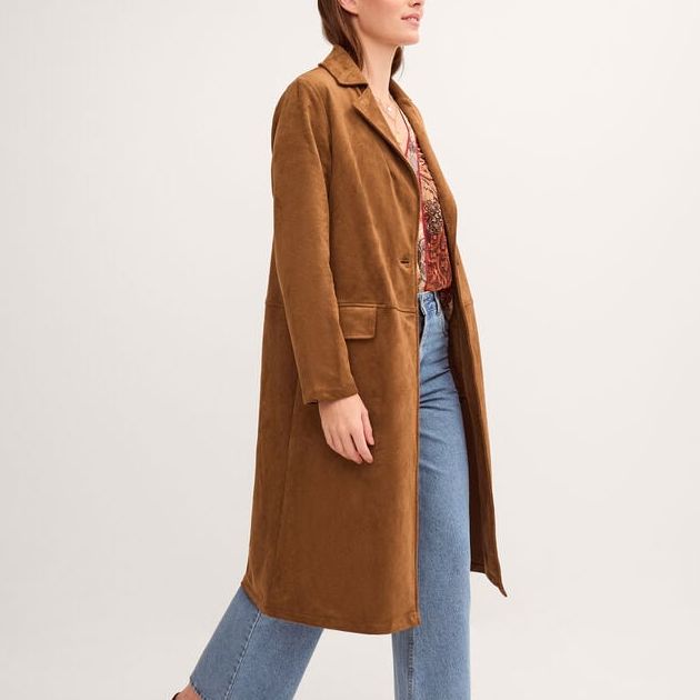 Tove Faux Suede Coat Tan
