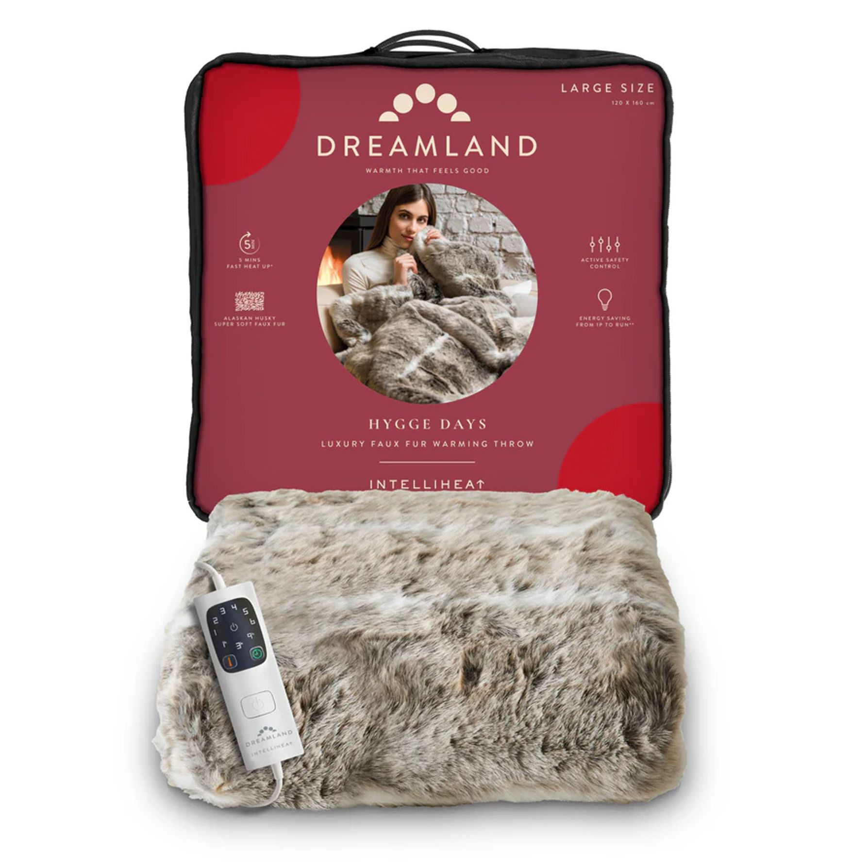 Dreamland faux fur heated blanket