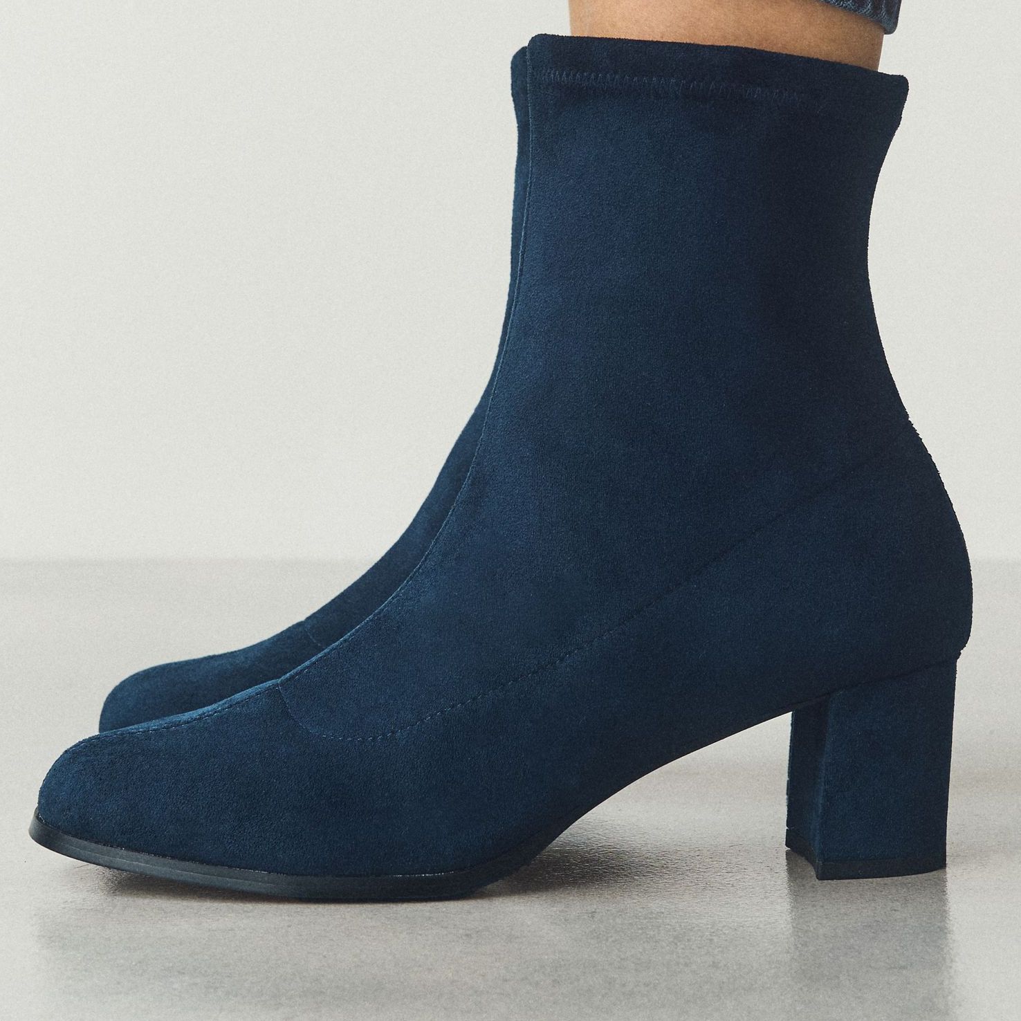 Navy Standard Fit Forever Comfort&amp;reg; Faux Suede Round Toe Sock Ankle Boots - Size 3 Eu 35.5