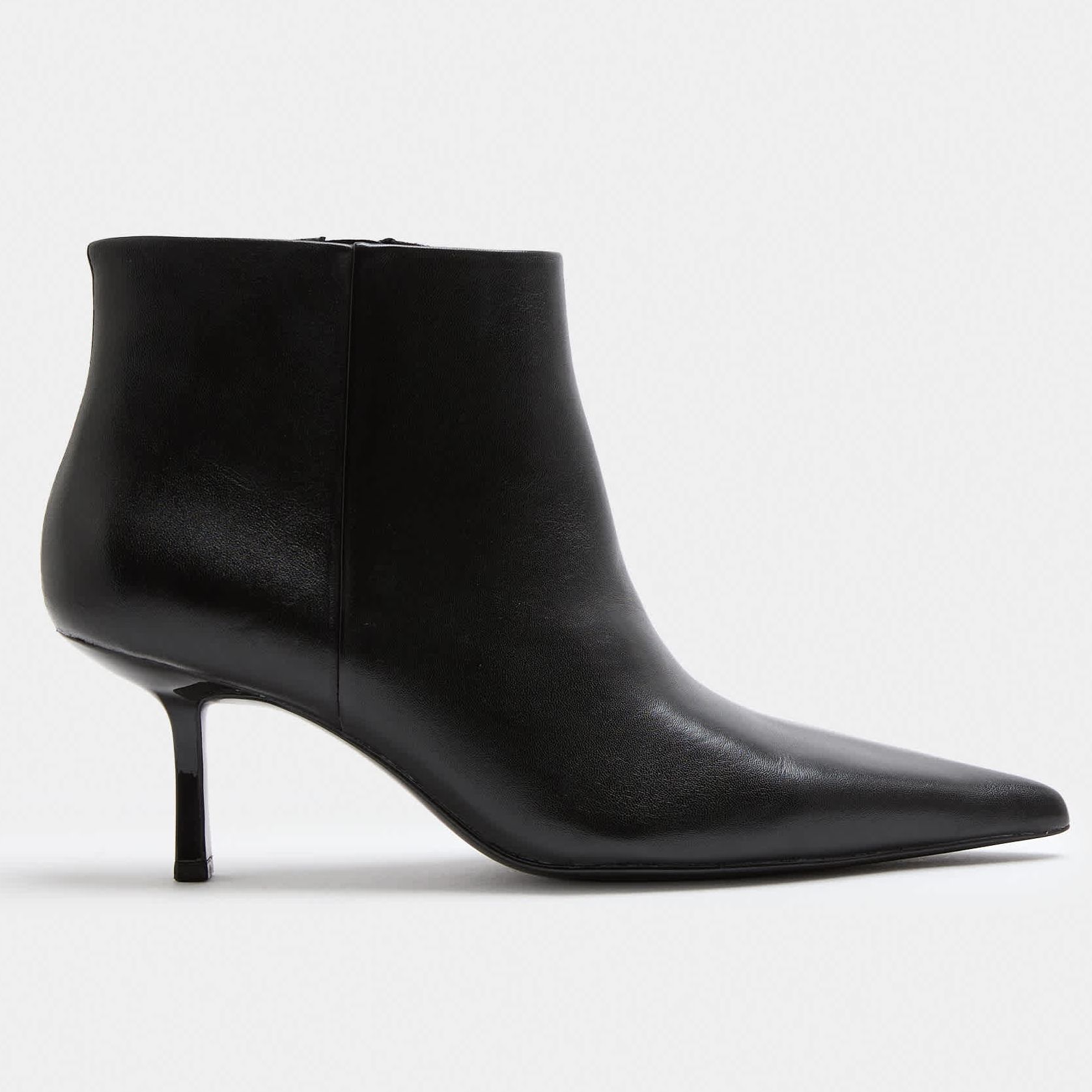 Leather Stiletto Heel Pointed Ankle Boots
