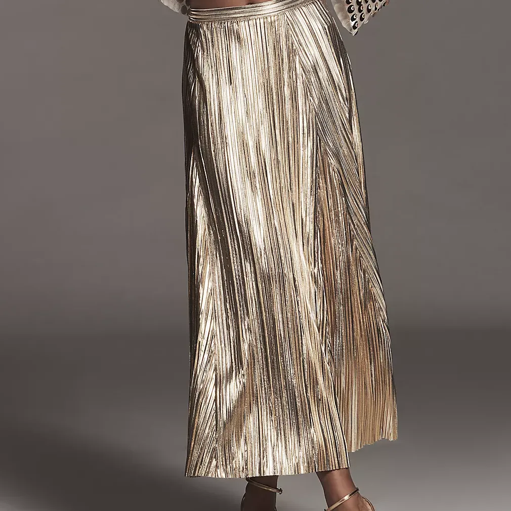 By Anthropologie Metallic Midi Skirt