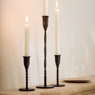 Black Beaded Dinner Candle Holders