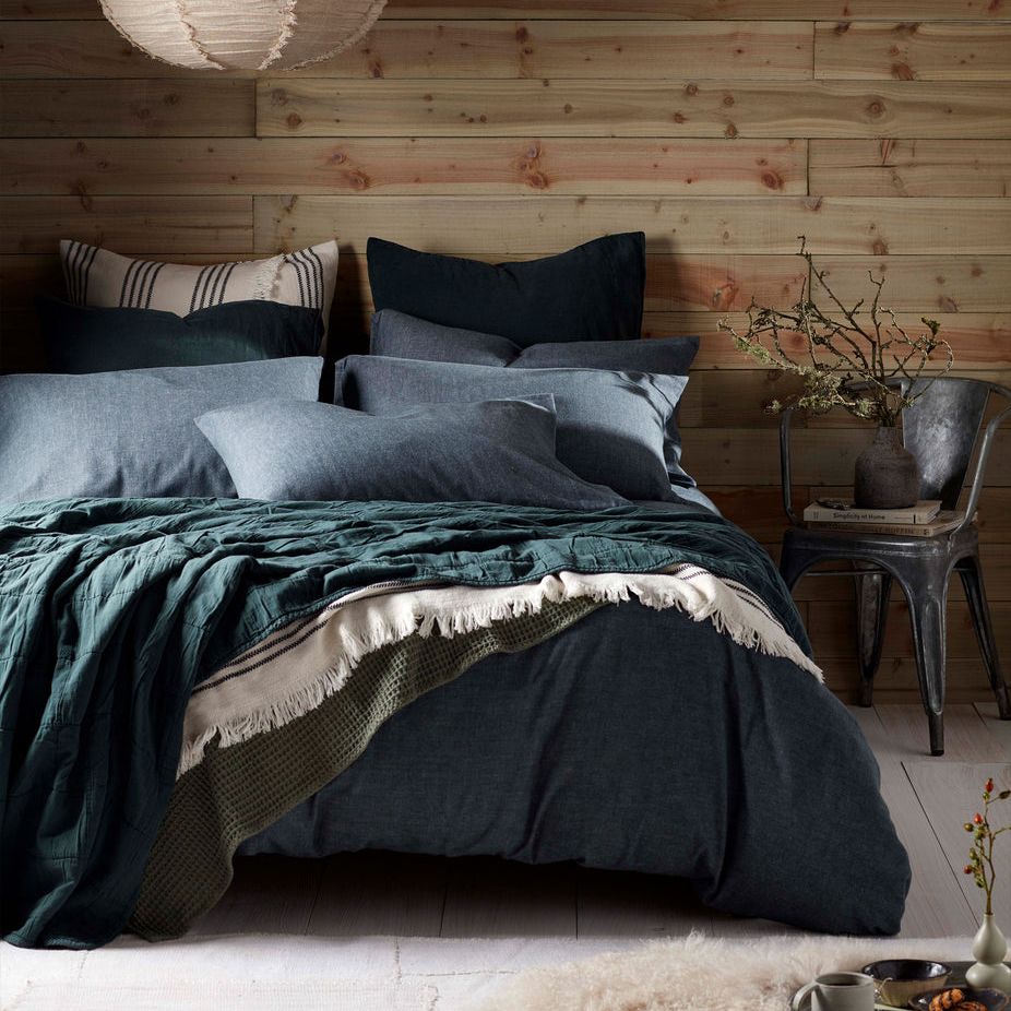 Darkest Spruce Henry Brushed 100% Organic Cotton Duvet Cover