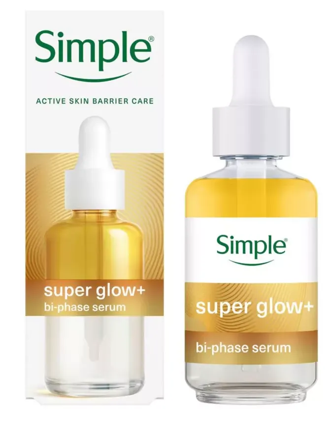 Simple Super Glow+ Bi-Phase Face Serum for Even-Toned Glowing Skin 30ml