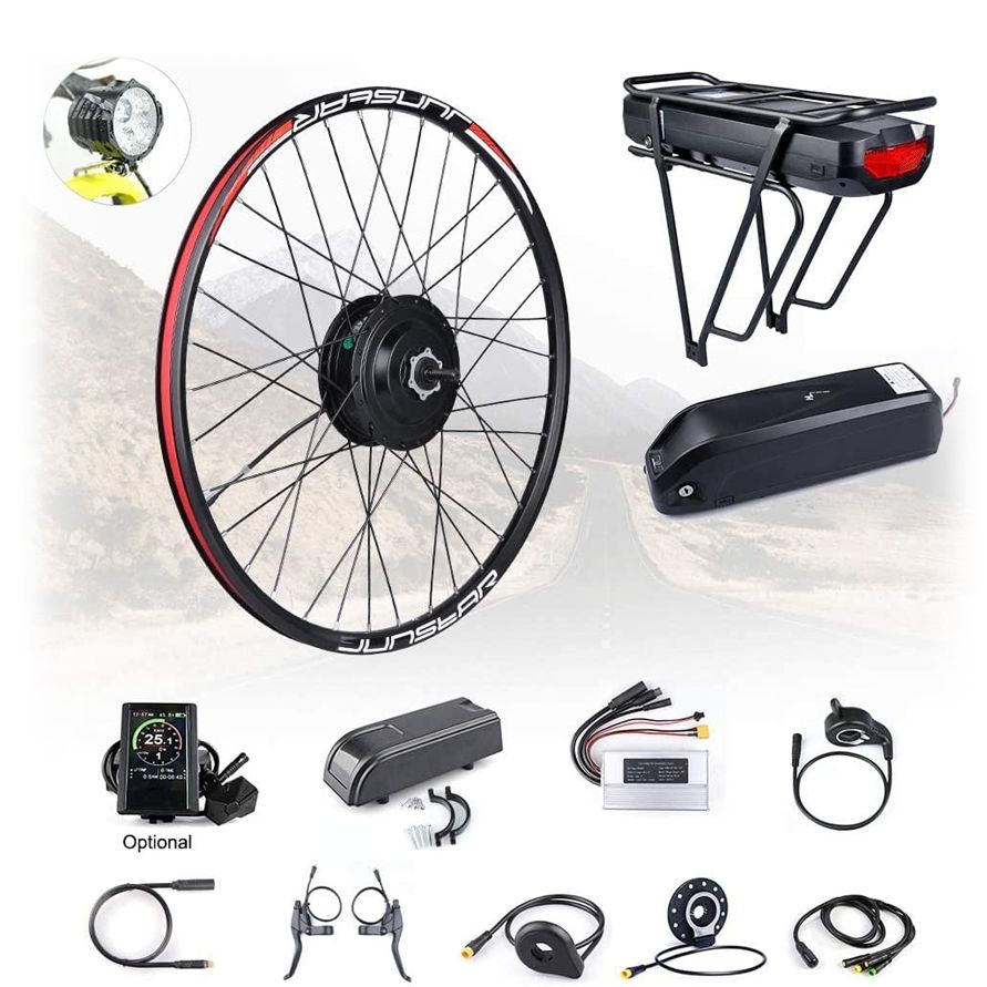 The Bafang front hub conversion kit parts on a white background