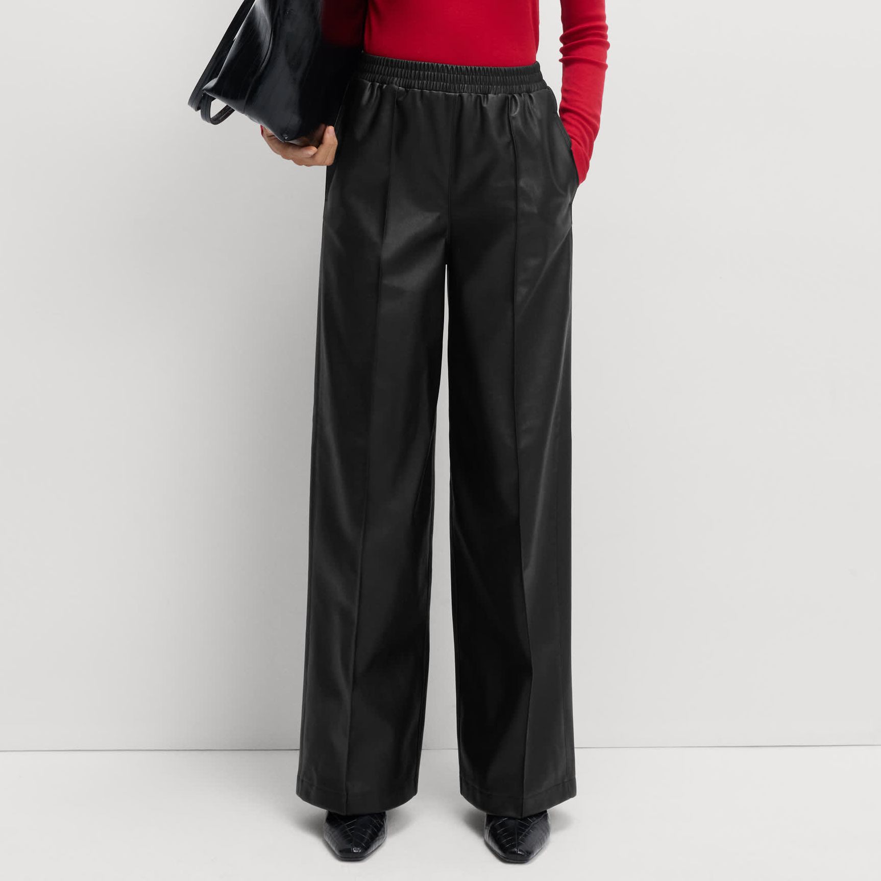 Faux Leather Wide Leg Trousers