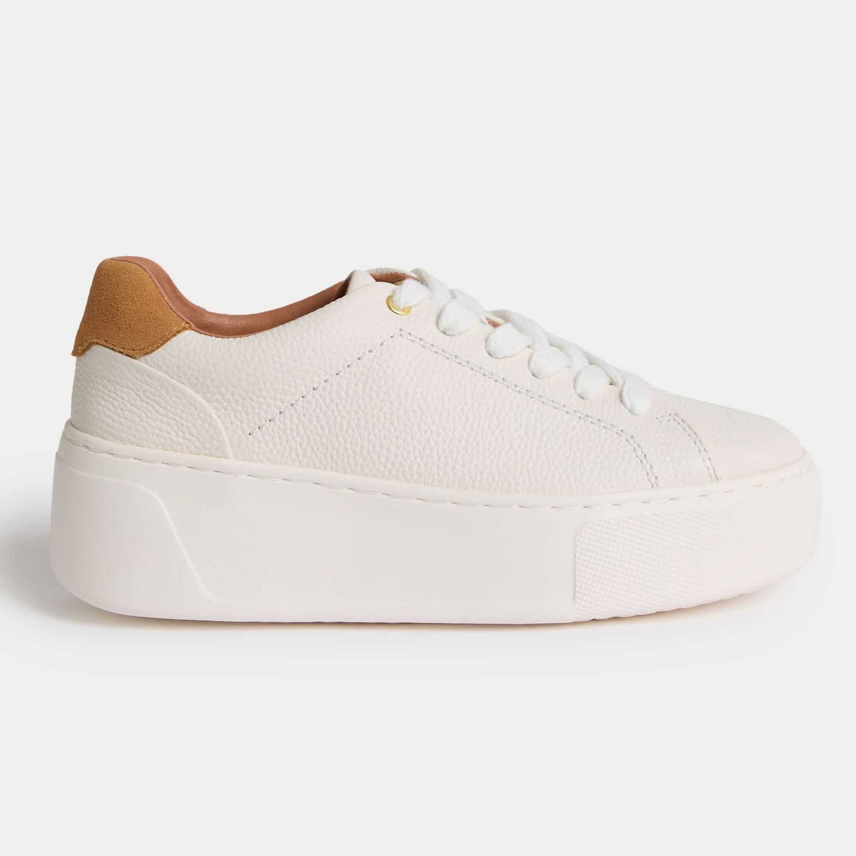 Leather Lace Up Platform Trainers With Freshfeet&amp;trade;