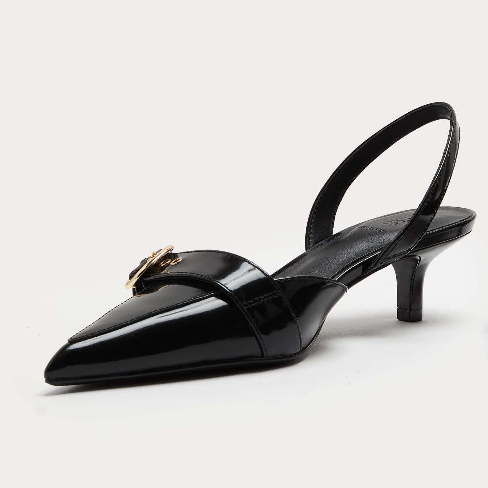 Leather Kitten Heel Slingback Shoes