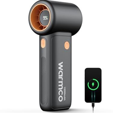 Warmco 10000mah Turbo Portable Handheld Fan - 36h Long Runtime, 5 Speeds, Led Display, Usb Rechargeable Personal Mini Fan for Travel &amp;amp; Office Commuting, Festivals