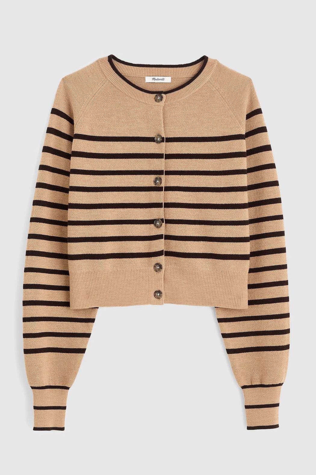 Madewell Raglan-Sleeve Cropped Cardigan in Merino Wool