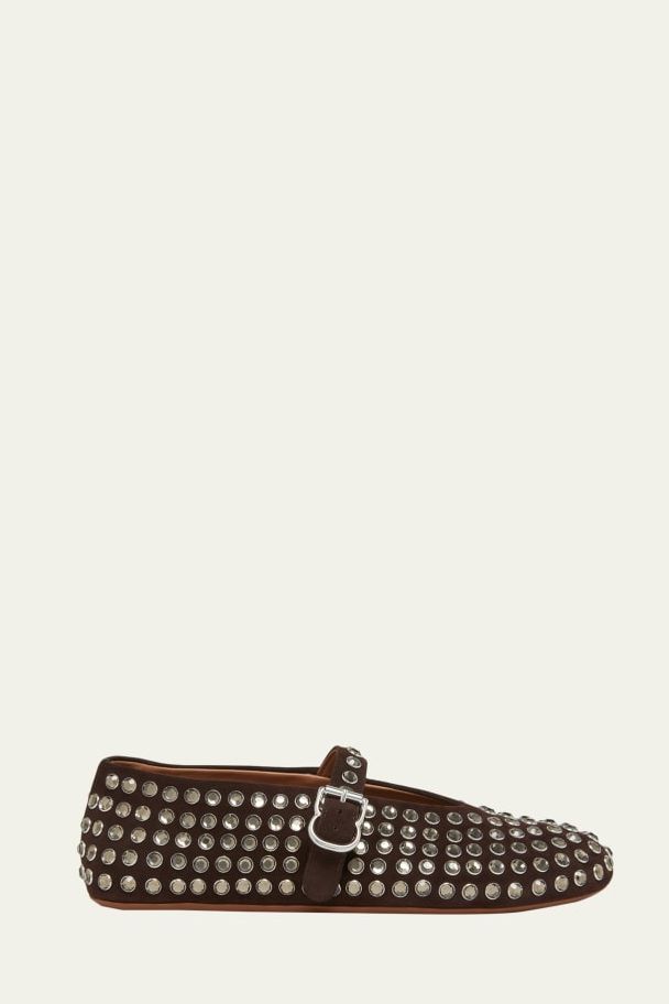 Crystal Stud Mary Jane Ballerina Flats