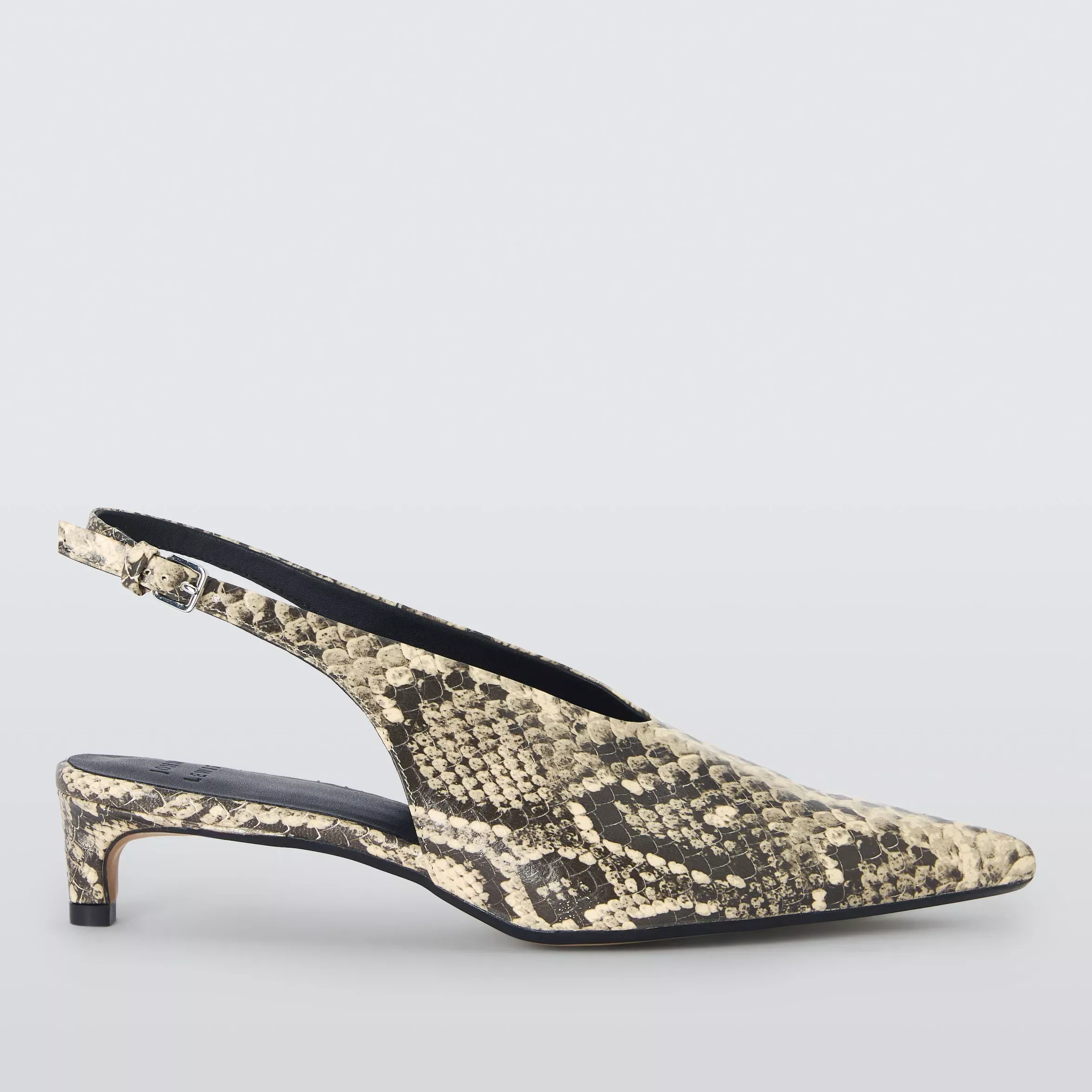 John Lewis Cassandra Leather Snake Print High Vamp Pointed Slingback Court Shoes, Multi