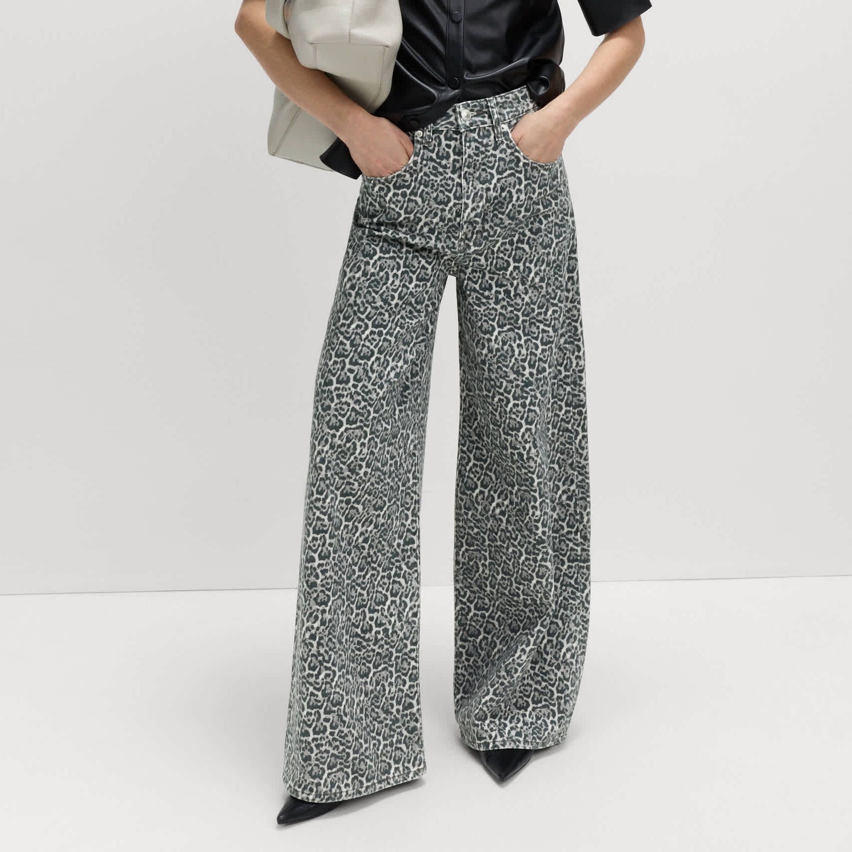 Animal Print Wide Leg Jeans