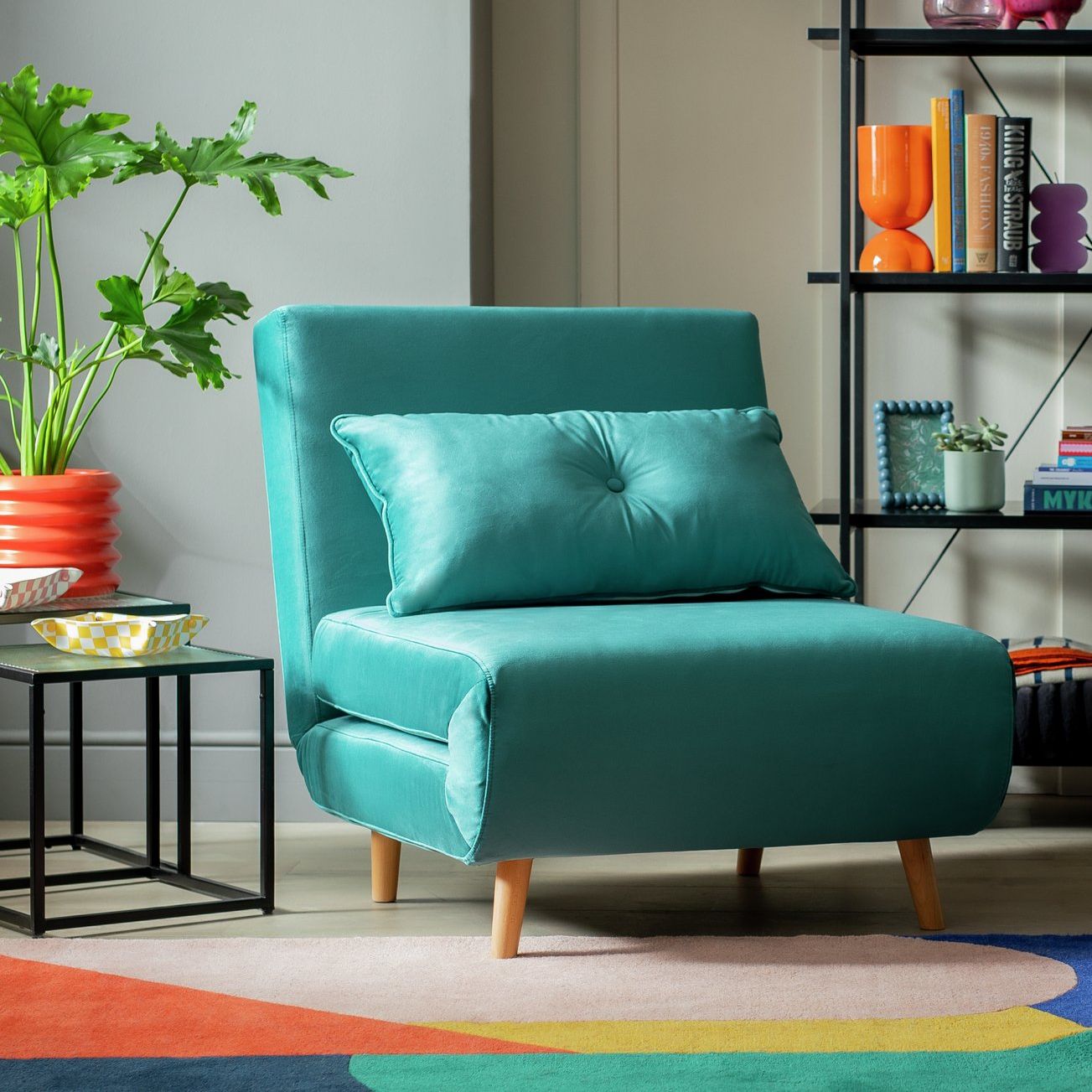 Habitat Roma Single Compact Velvet Chairbed - Teal