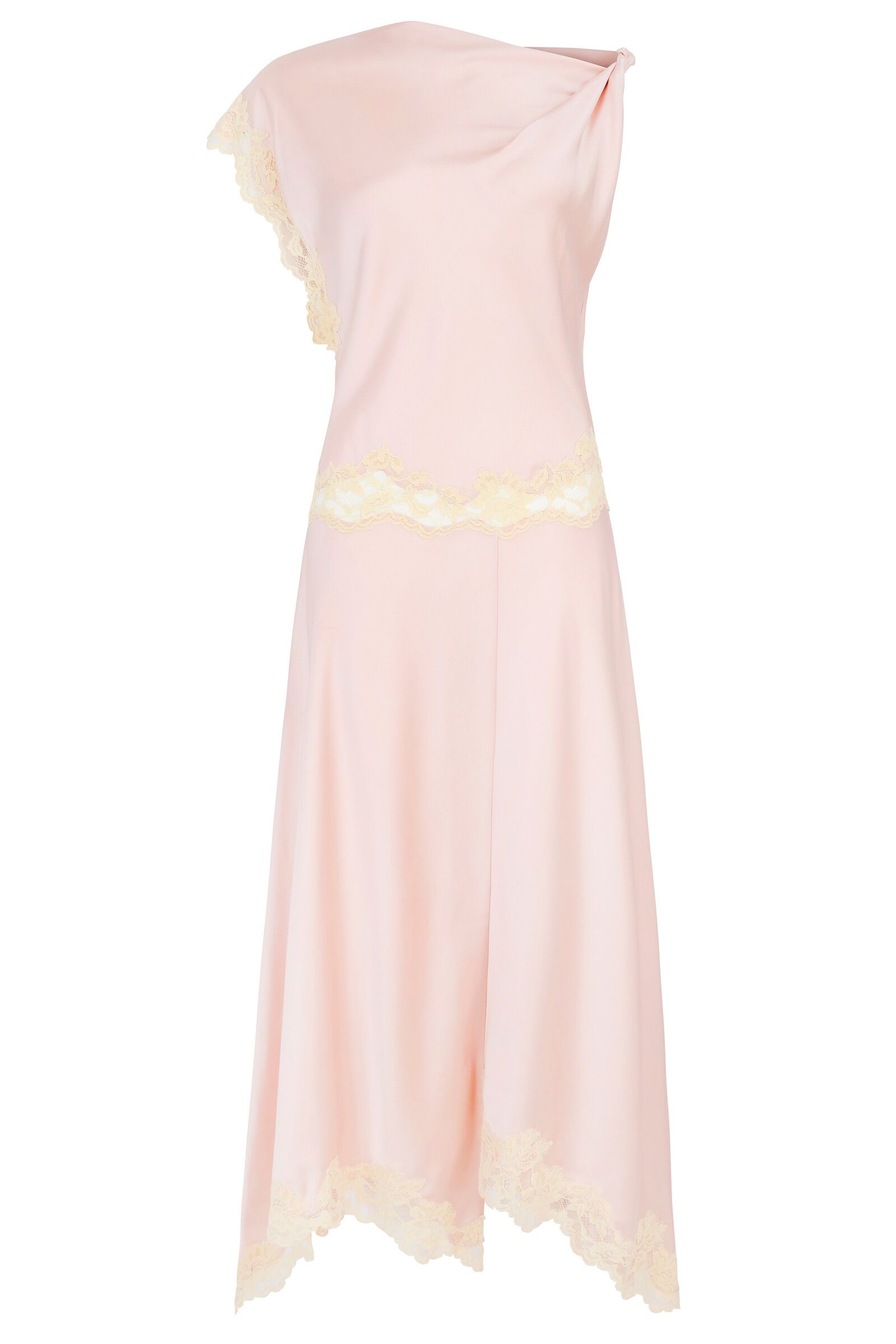 Exclusive Adriana Lace-Trimmed Satin Midi Dress
