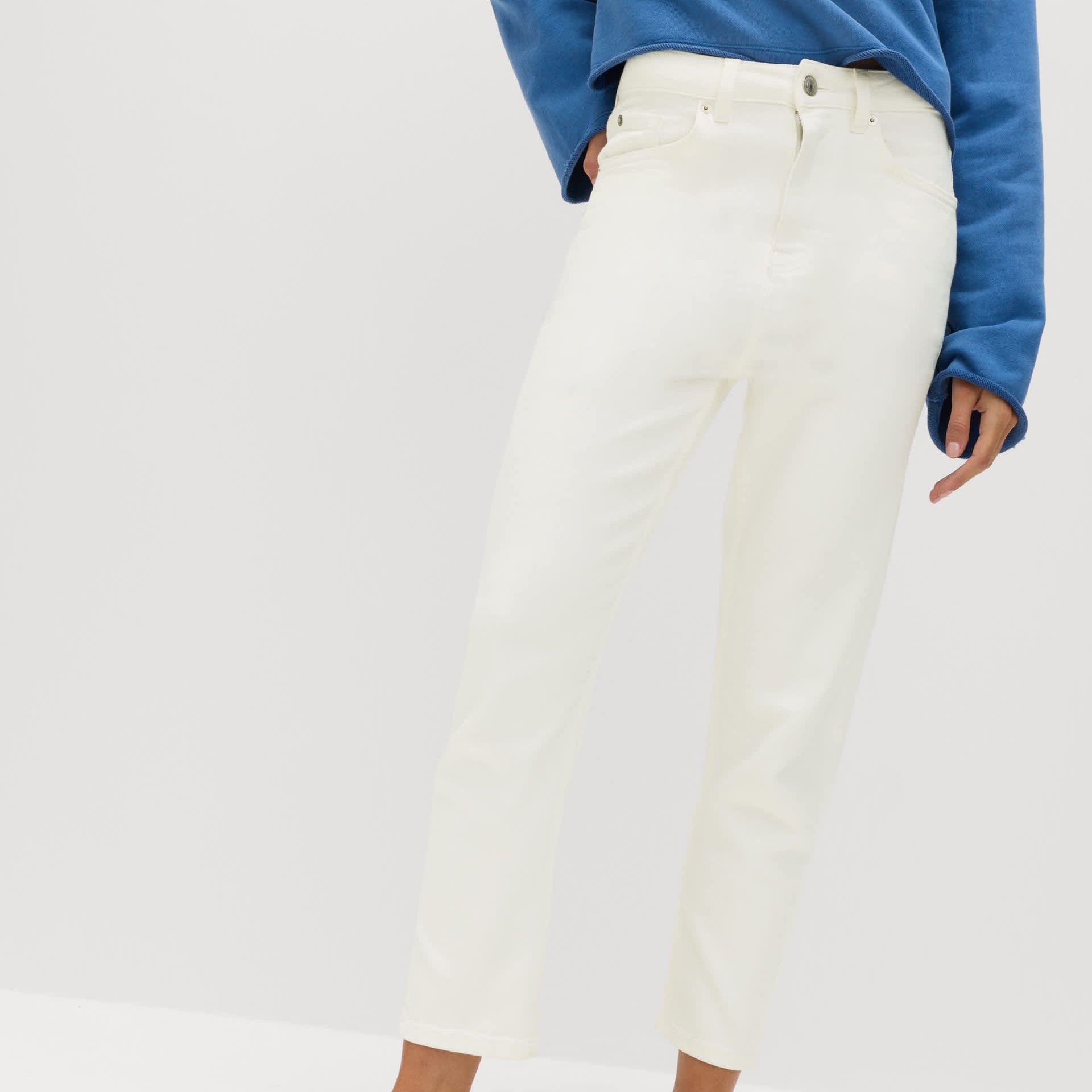 High Waisted Cropped Slim Fit Jeans