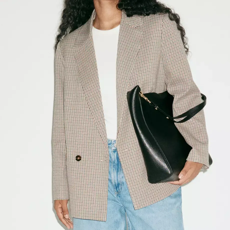 Double-Breasted Micro-Houndstooth Jacket - Women | Mango United Kingdom