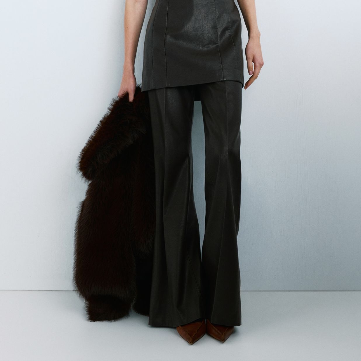 Wide Leg Faux-Leather Trousers - Women | Mango United Kingdom