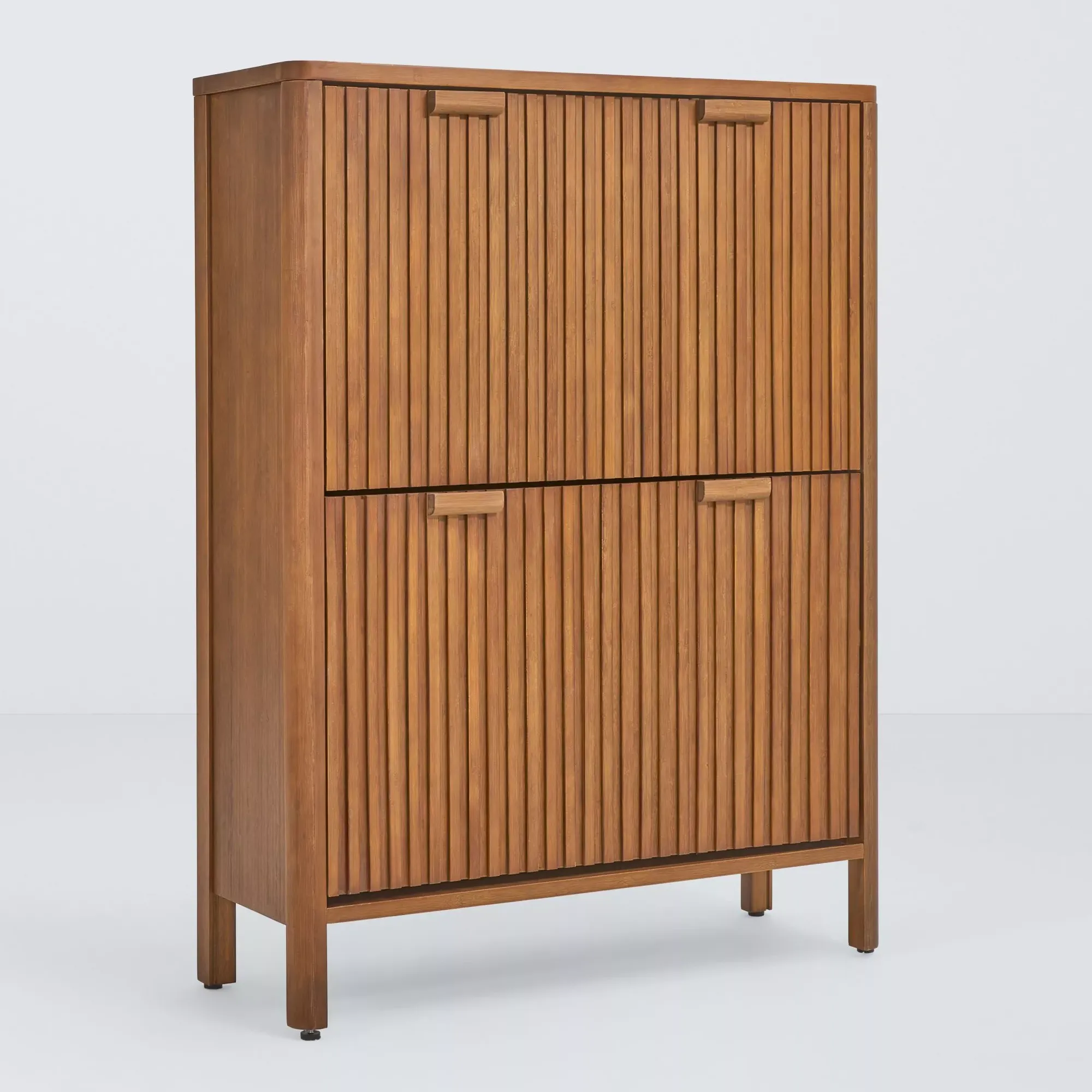 John Lewis Slatted Bamboo Shoe Cabinet, 2 Tier