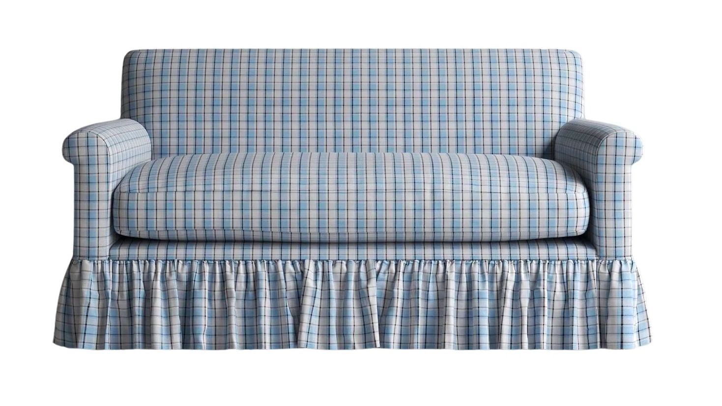 checked sofa with skirt