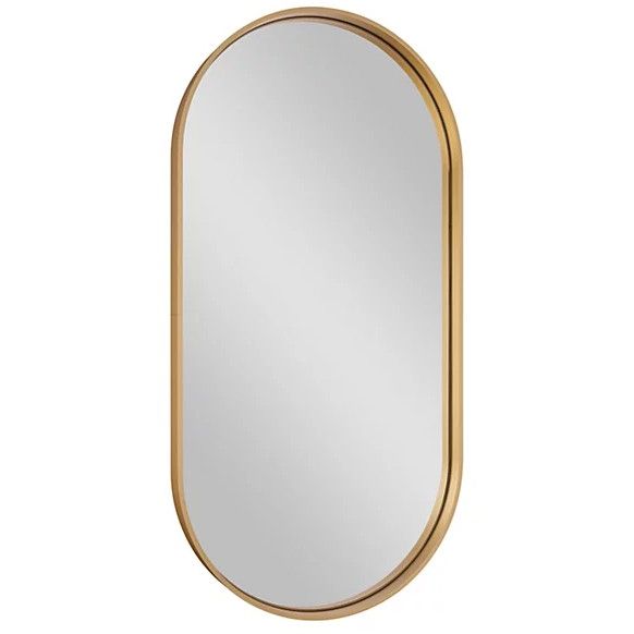 Gold effect oval mirror