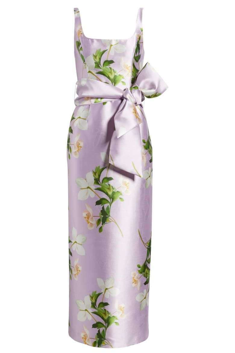 Floral Print Sleeveless Satin Midi Dress
