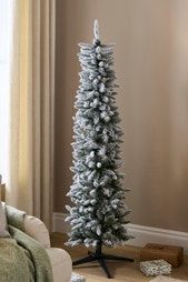 6ft Slim Snowy Blue Christmas Tree