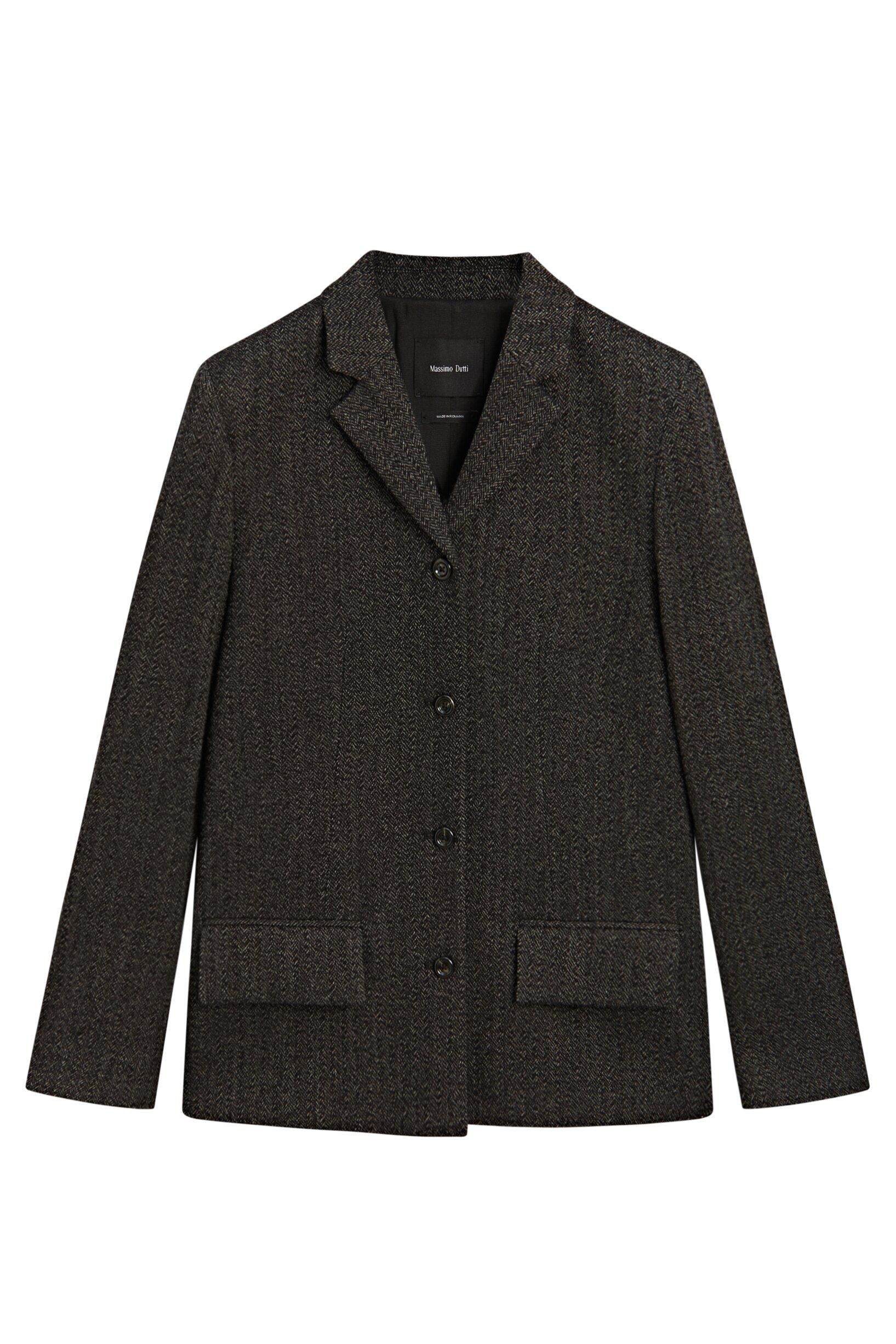 Herringbone Wool Blend Blazer