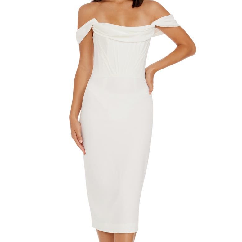 Vickie Off the Shoulder Midi Corset Dress