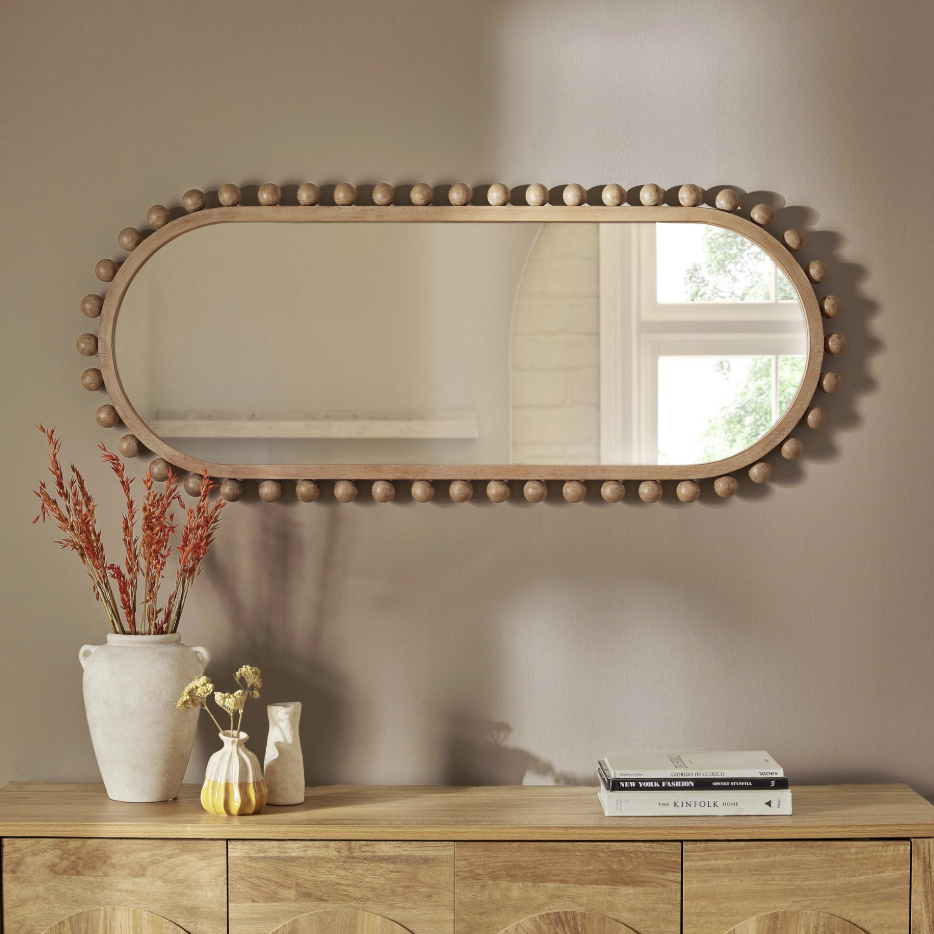 Wood Bobbin Full Length Wall Mirror