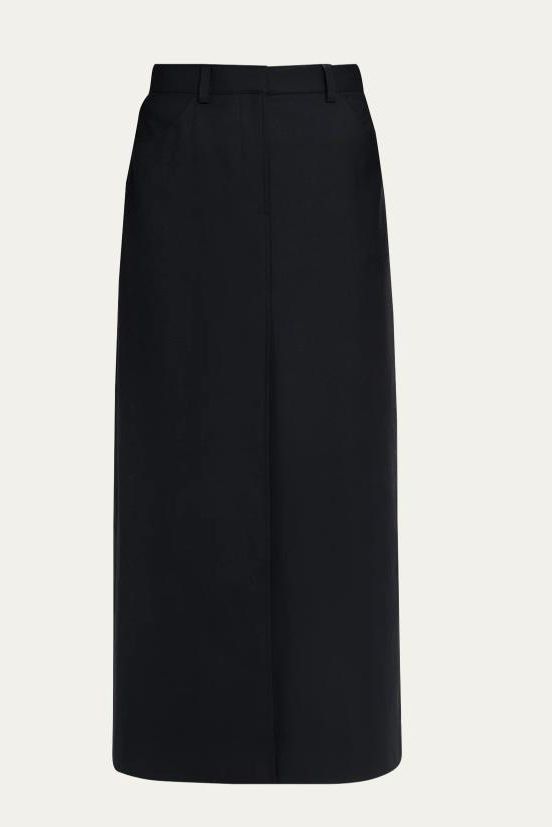 Tailored Front-Vent Maxi Skirt