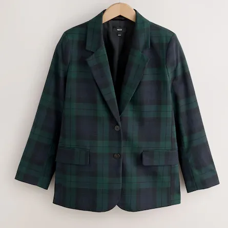 Next Green and Navy Tartan Single Breasted Blazer