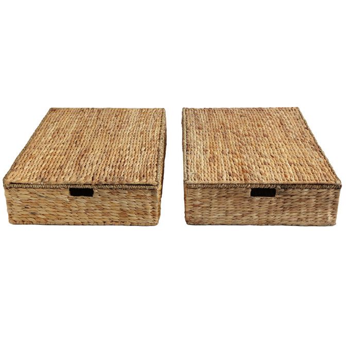 Happimess Holden 30'' Classic Costal Hand-Woven Hyacinth Wicker Under Bed Storage Basket With Lid | Wayfair