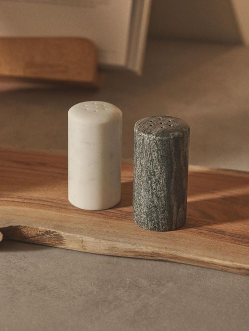 Marble Salt and Pepper Shakers Agata, Set of 2