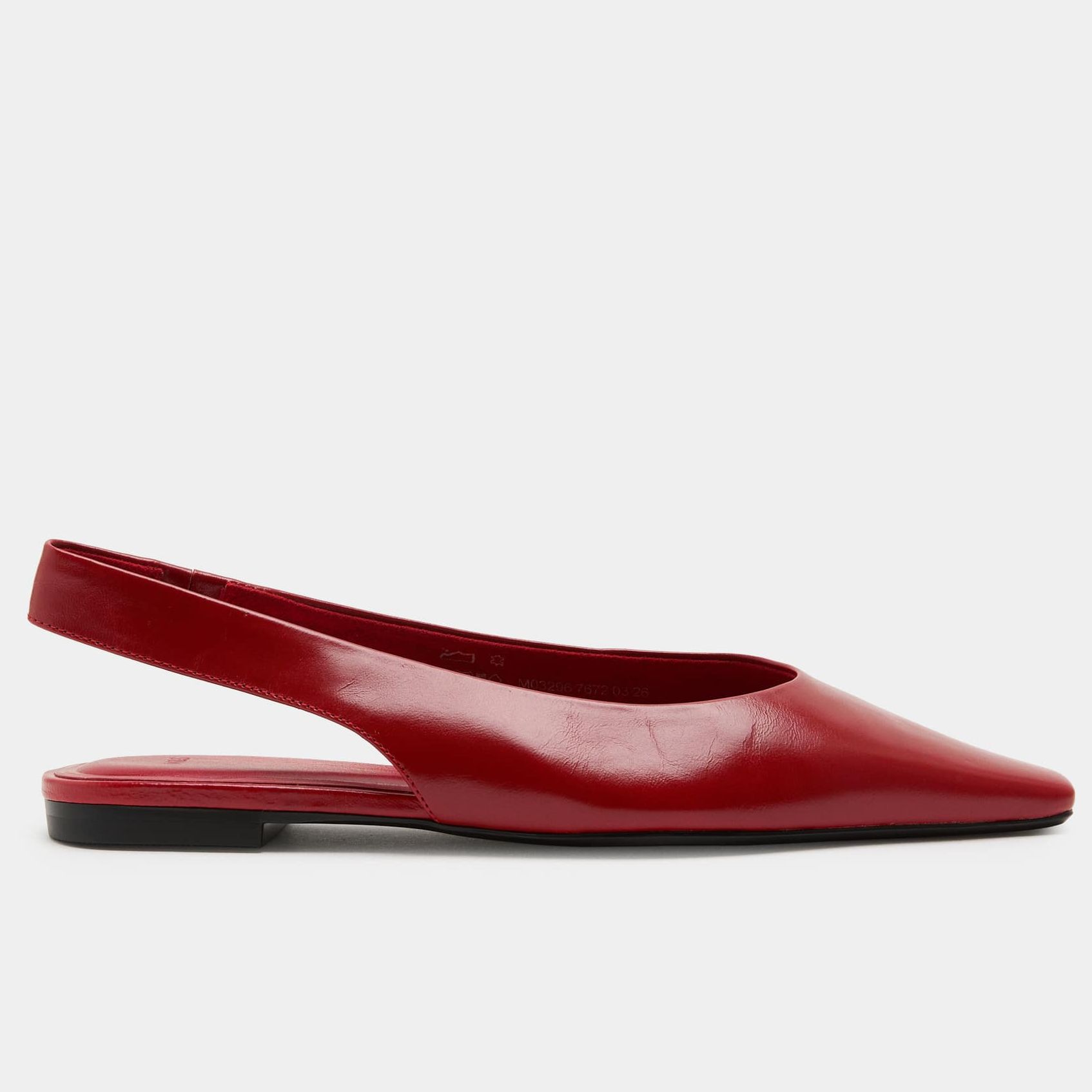 Leather Patent Flat Chisel Toe Slingback Soes