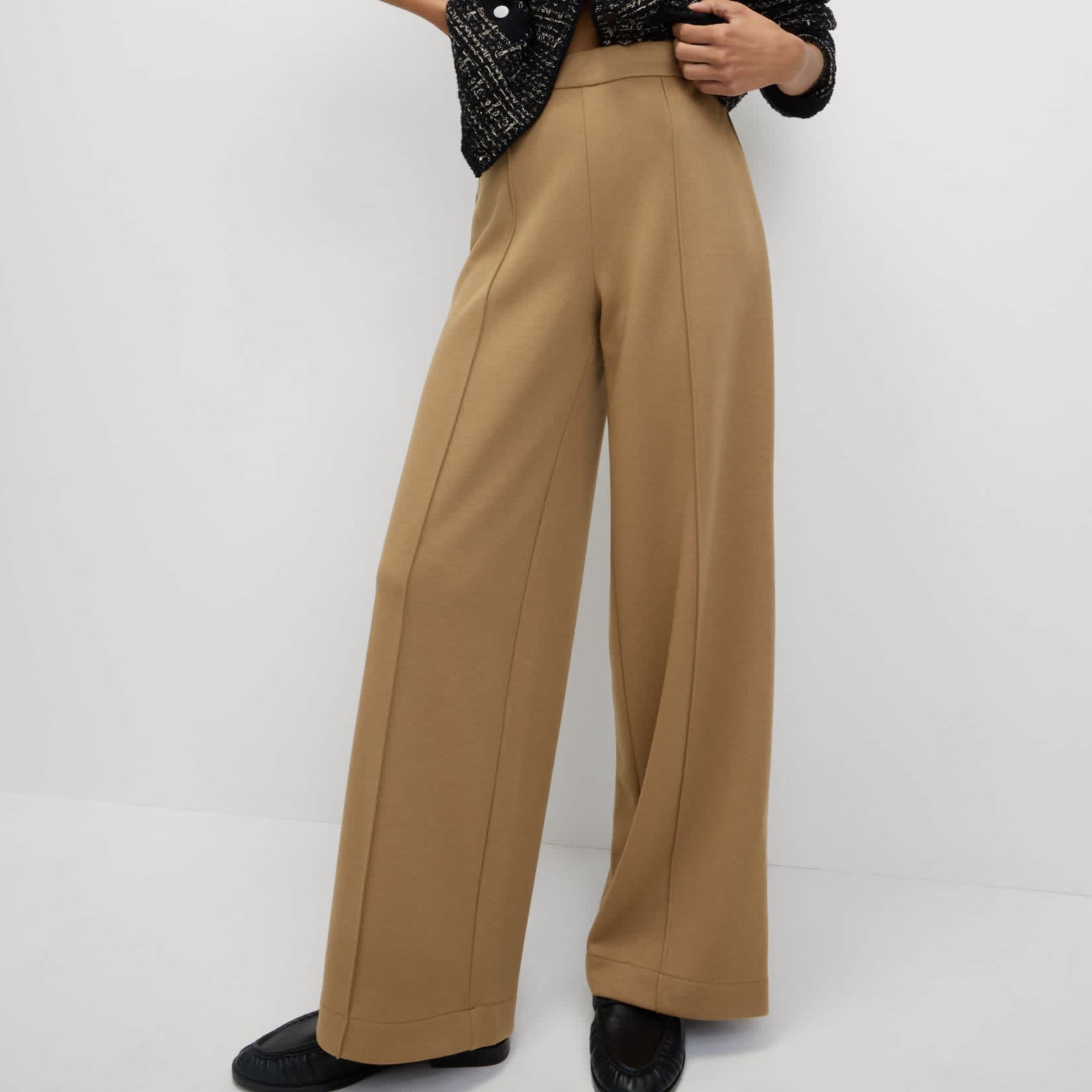 Jersey Elasticated Waist Wide Leg Trousers