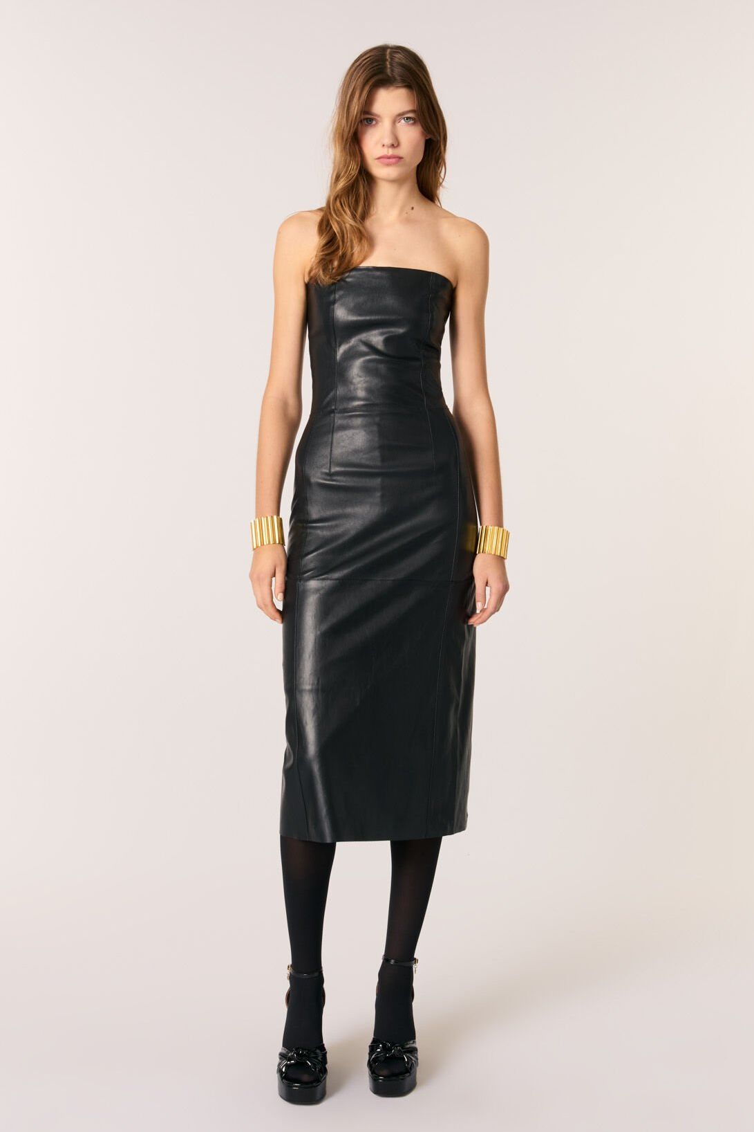 Bustier Leather Midi Dress