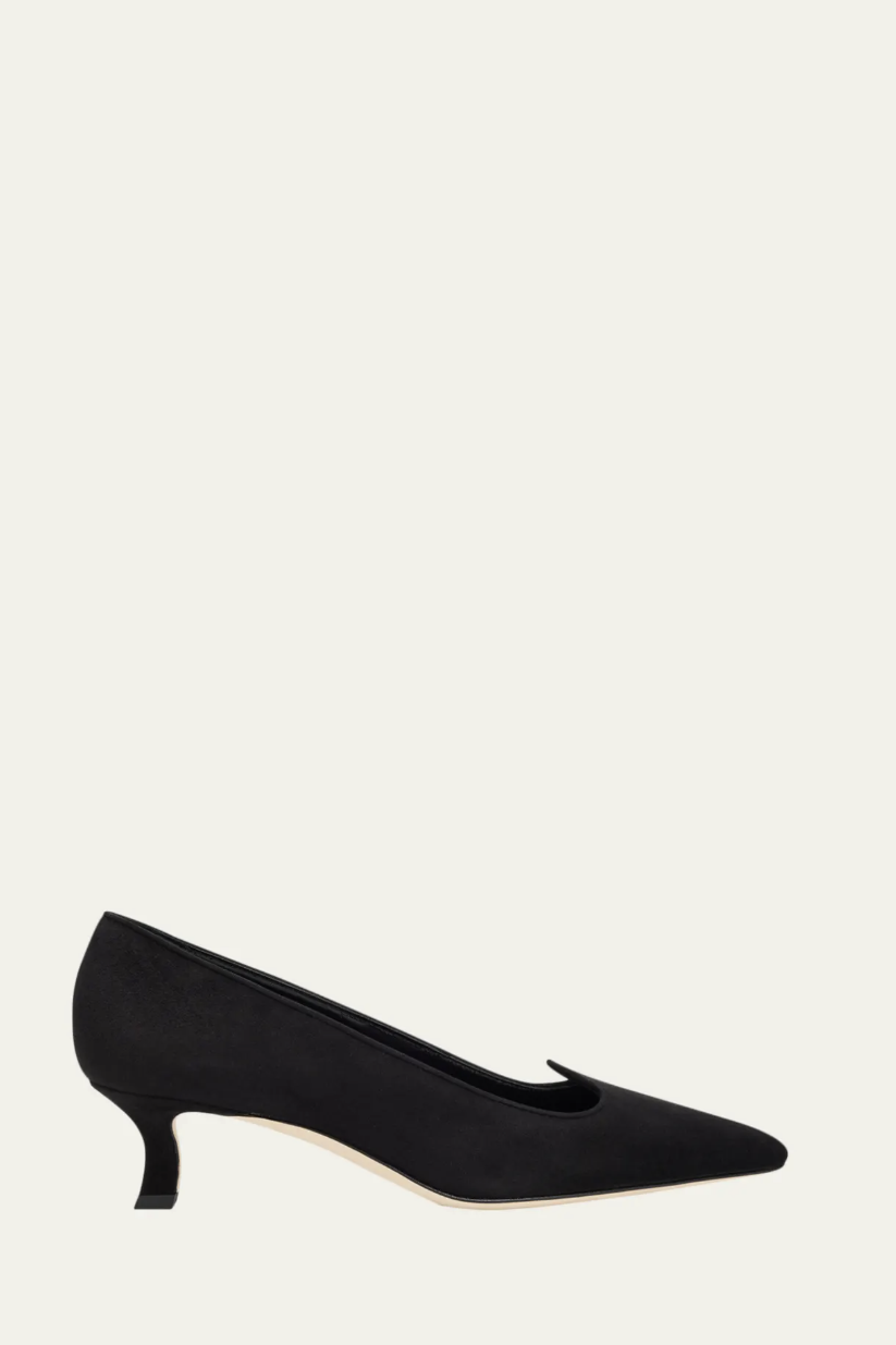 Manolo Blahnik, Euridi Suede Kitten-Heel Pumps