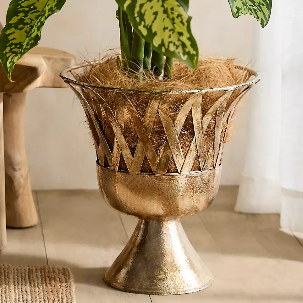 Footed Latticework Urn Planter