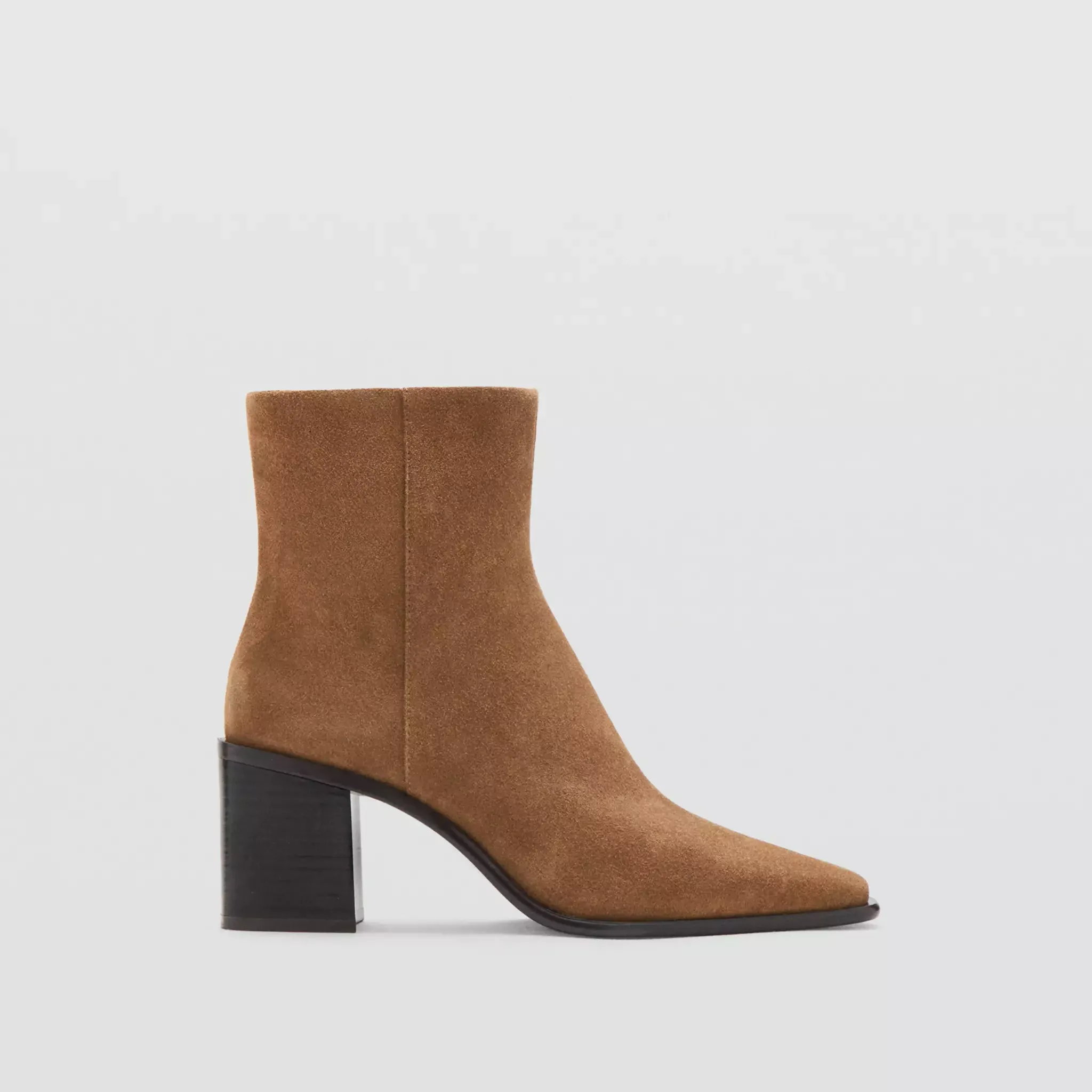 Leather Ankle Boots With Block Heel - Women | Mango United Kingdom