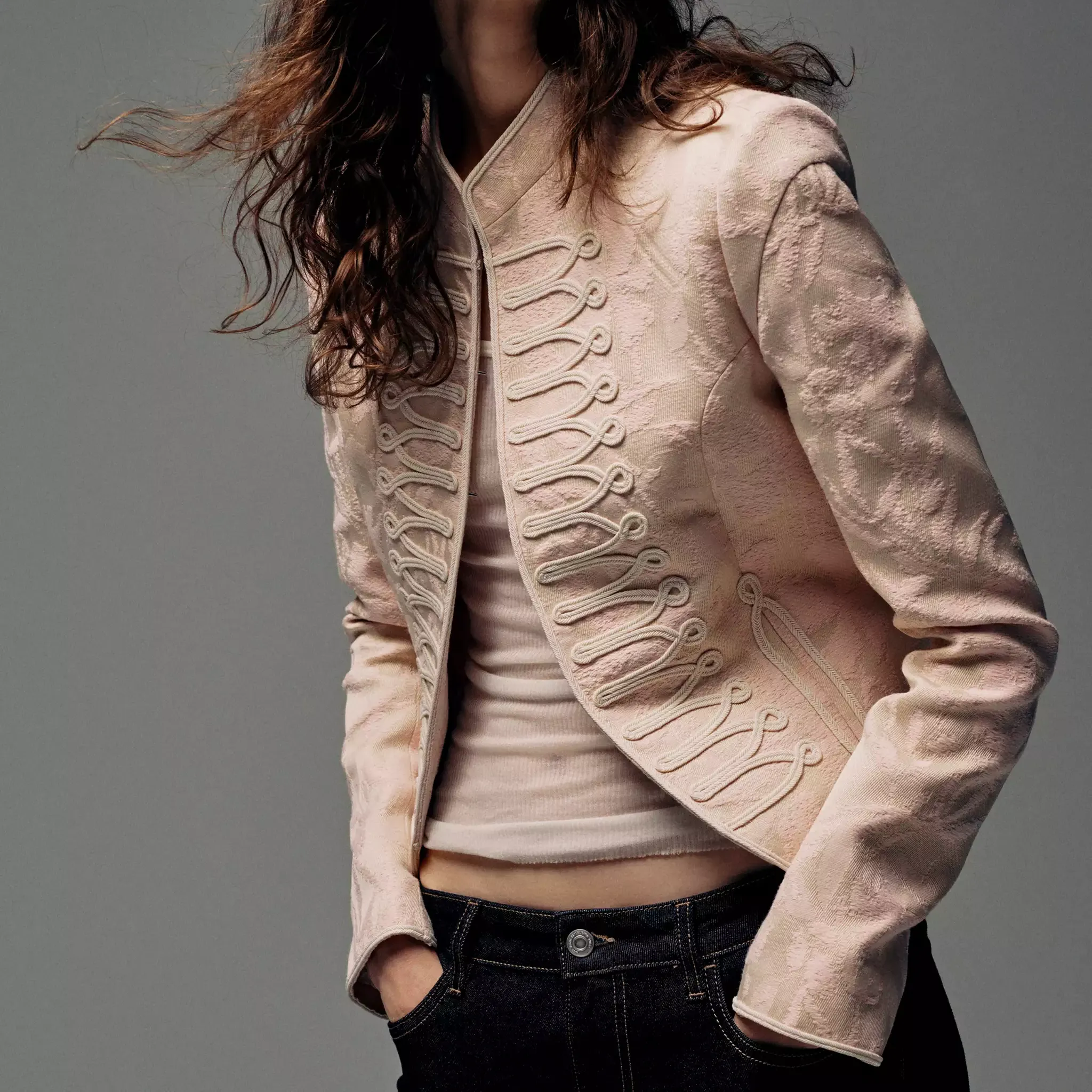 Jacquard Jacket With Frogging Closures - Women | Mango United Kingdom