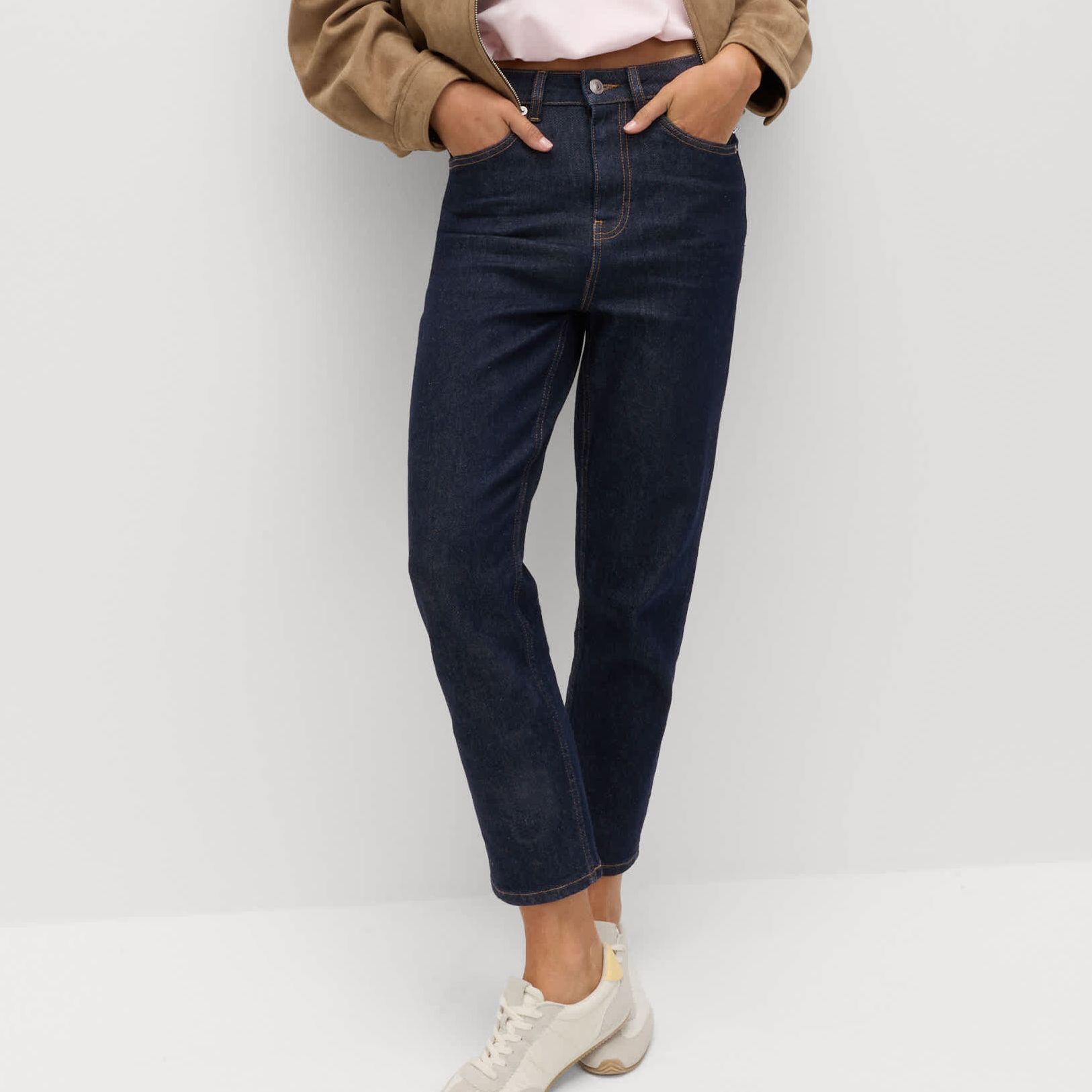 High Waisted Cropped Slim Fit Jeans