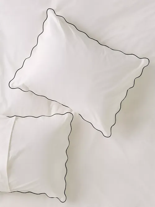 Cotton Marrow Scalloped Edge Pillowcases - Set of 2