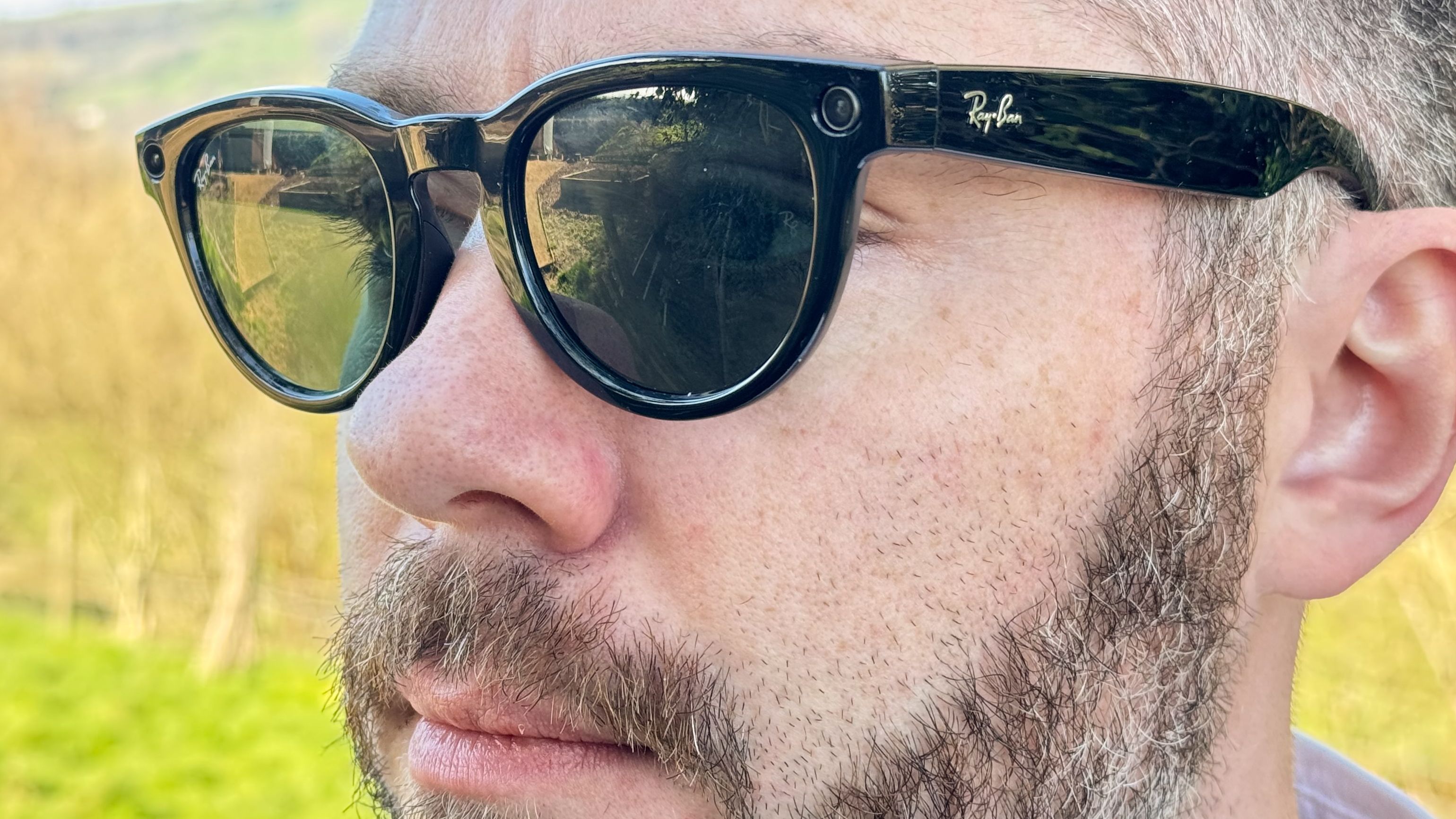 Ray-Ban Meta Gen 2 Headliner smart glasses being worn by ma with beard