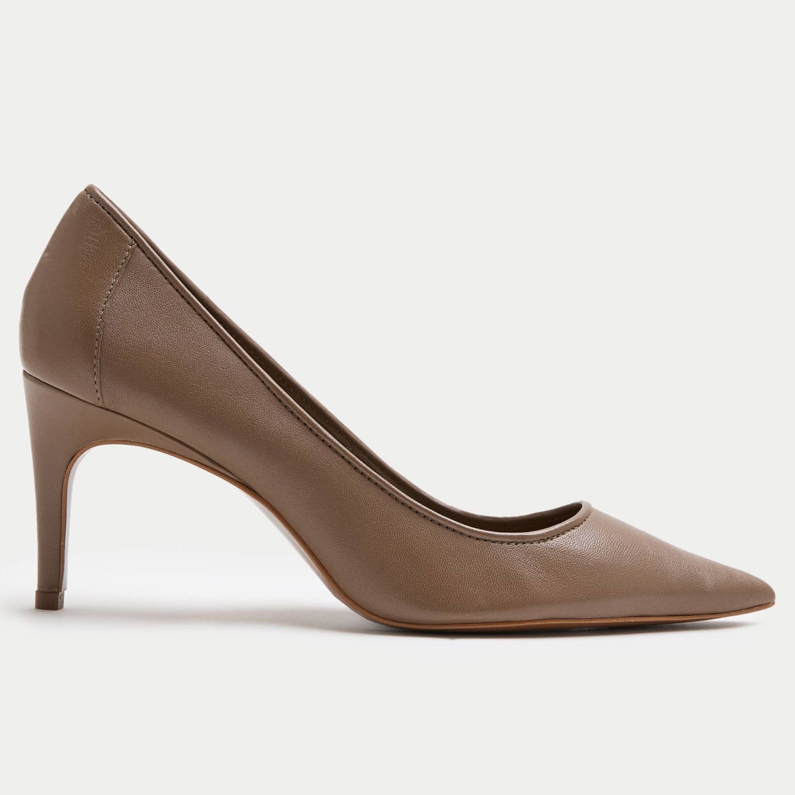 Leather Stiletto Heel Pointed Court Shoes