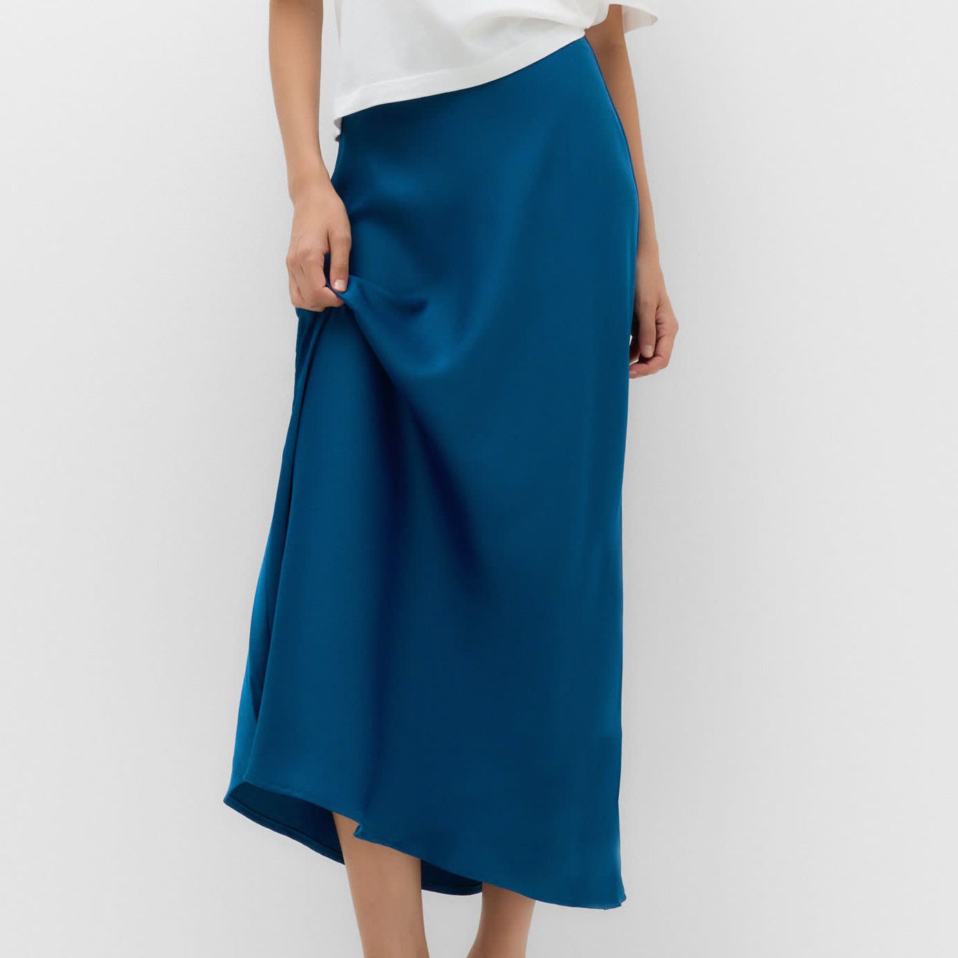 Satin Midi Slip Skirt