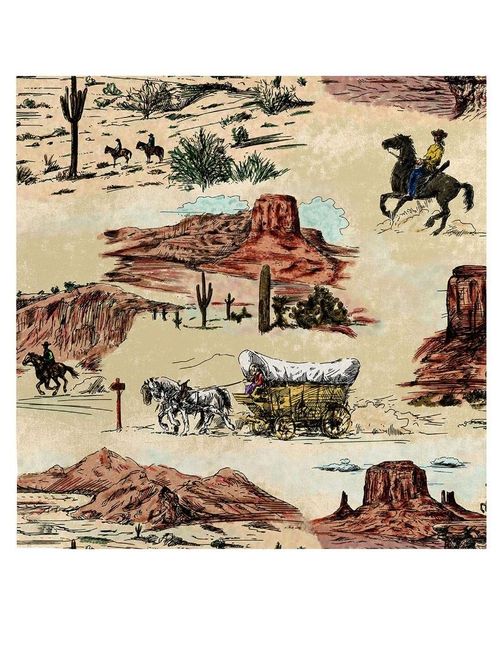 Western Vintage Cowboy and Horses Wallpaper