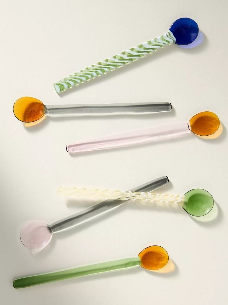 Glass Straight Spoons, Set of 6