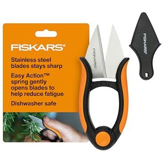 Fiskars Herb Garden Scissors, 5" Garden Shears, Handheld Herb Snips With Sheath and Softgrip Handle, Dishwasher Safe