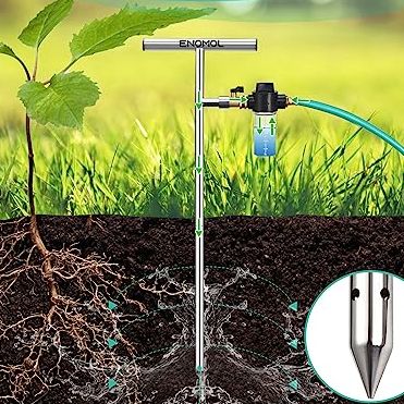 Stainless Steel Deep Root Tree Watering Tool,root Feeder With Fertilizer Bottle Watering Wand Irrigation System Watering Stake,for Trees Bushes Shrubs Fruit Trees With Brass Valve T-Handle